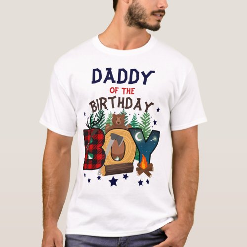 Lumberjack Daddy of the Birthday Boy Woodland  T_Shirt