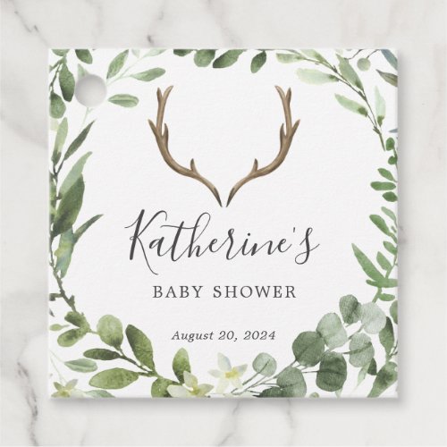 Lumberjack Deer Antler Baby Shower Favor Tag