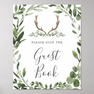 Lumberjack Deer Antler Baby Shower Guestbook Sign