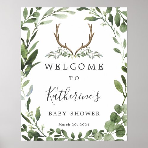 Lumberjack Deer Antler Baby Shower Welcome Sign