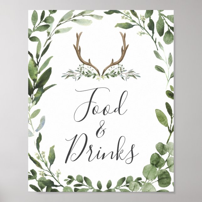 Lumberjack Deer Baby Shower Food and Drinks Sign (Front)
