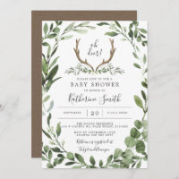 Lumberjack Deer Baby Shower Invitation