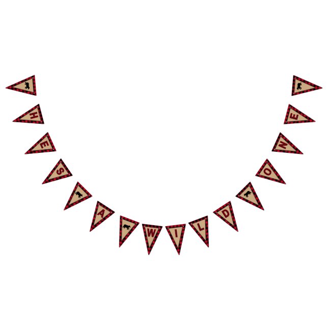 Lumberjack First Birthday, Wild One Bunting Flags (All)