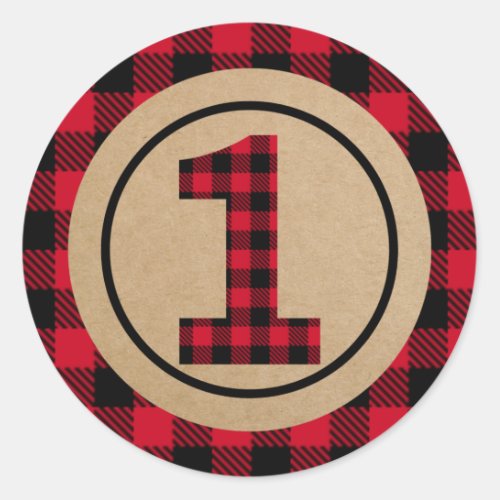 Lumberjack First Birthday Wild One Favor Classic Round Sticker