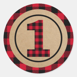 Lumberjack First Birthday, Wild One Favor Classic Round Sticker