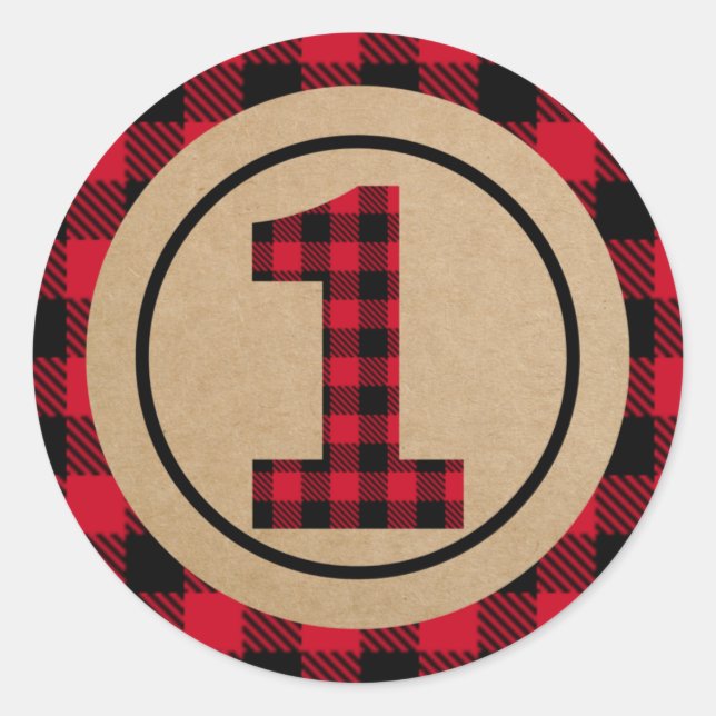 Lumberjack First Birthday, Wild One Favor Classic Round Sticker (Front)