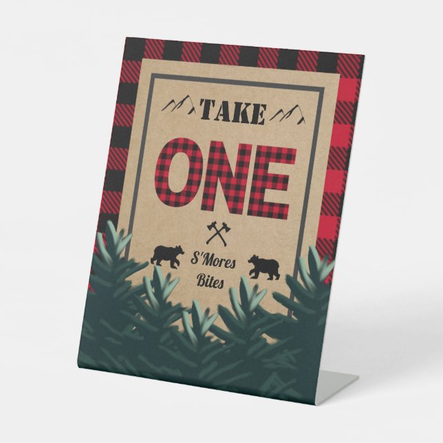 Lumberjack First Birthday, Wild One Favor Sign (Front)