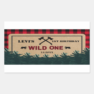 Lumberjack First Birthday, Wild One Rectangular Sticker
