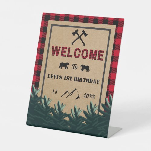 Lumberjack First Birthday Wild One Welcome Sign