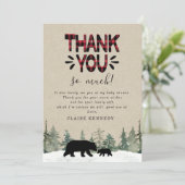 Lumberjack Flannel Baby Shower Thank You Card (Standing Front)