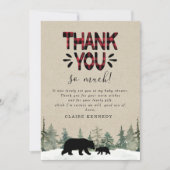 Lumberjack Flannel Baby Shower Thank You Card (Front)