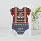 Lumberjack Flannel Boy Baby Shower Invitation (Standing Front)