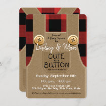 Lumberjack Flannel Cute as a Button Baby Shower Invitation