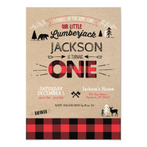 Lumberjack Flannel First Birthday Invitation