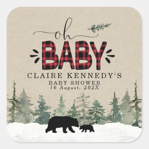 Lumberjack flannel oh baby baby Shower Sticker