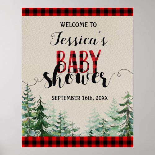 Lumberjack forest Baby Shower Welcome Sign