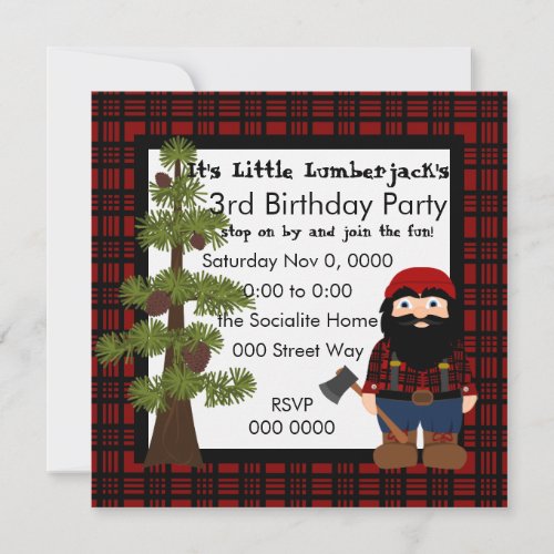 Lumberjack Gnome Invitation