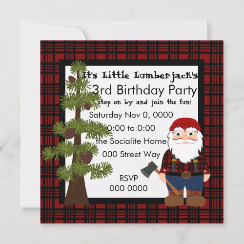 Lumberjack Gnome Invitation