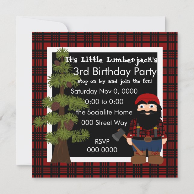 Lumberjack Gnome Invitation (Front)