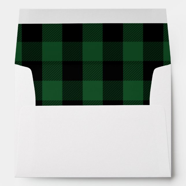 Lumberjack Green Plaid Buffalo Check Rustic 5X7 Envelope (Back (Bottom))