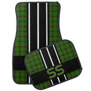 Lumberjack Green Plaid Race Stripes Personalize Car Floor Mat