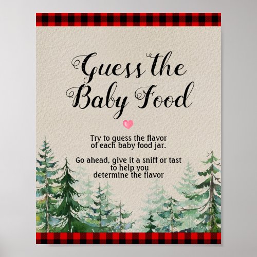 lumberjack Guess the Baby Food Sign