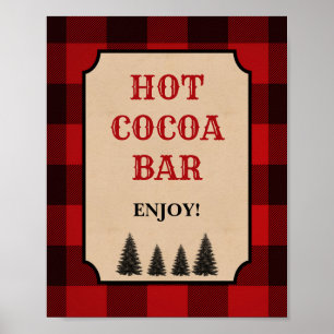 Lumberjack Hot Cocoa Bar Party Sign Red Plaid