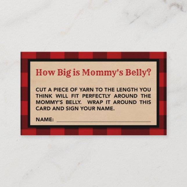 Lumberjack How Big is Mommy's Belly Game Card (Front)