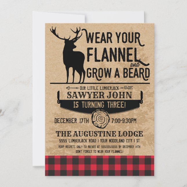 Lumberjack Invitation - Birthday Invitation (Front)