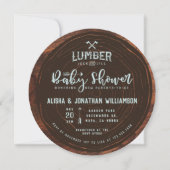 Lumberjack & Jill Baby Boy Shower Wood & Red Plaid Invitation (Front)