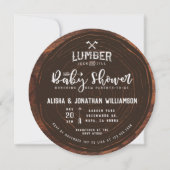 Lumberjack & Jill Baby Shower Wood & Red Plaid Invitation (Front)