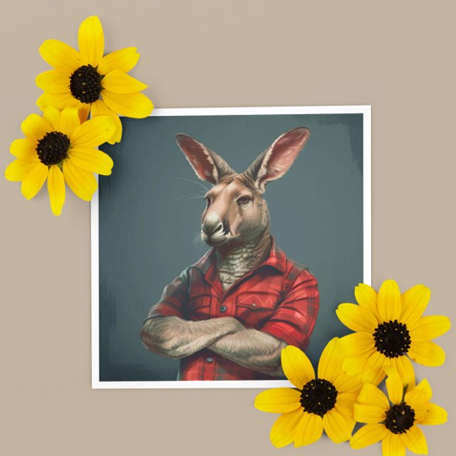 Lumberjack Kangaroo, customizable Invitation (Creator Uploaded)