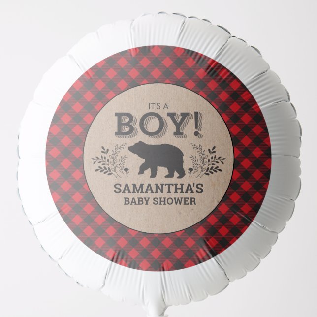 Lumberjack Kraft Baby Shower Balloon (Front)