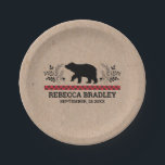 Lumberjack Kraft Bear Baby Shower Plate<br><div class="desc">Paper plates featuring a a bear among foliage and a kraft background. Personalize it with the mother to be's name and expecting date. Coordinates with the Lumberjack baby shower collection.</div>