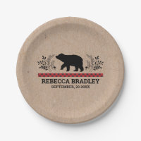 Lumberjack Kraft Bear Baby Shower Plate