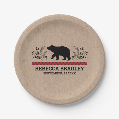 Lumberjack Kraft Bear Baby Shower Plate