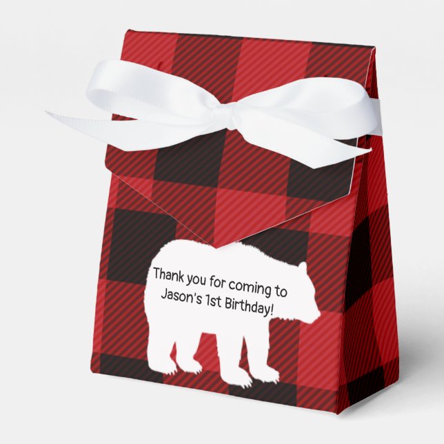 Lumberjack Little Bear Party Favor Bag Boxes (Front Side)