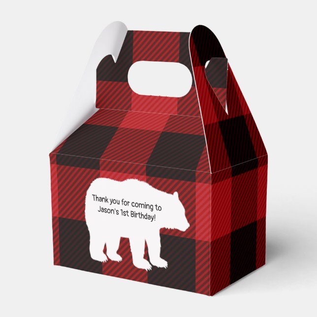 Lumberjack Little Bear Party Favor Bag Favor Boxes (Front Side)