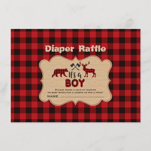 Lumberjack Little Hunter Boy Diaper Raffle Ticket Enclosure Card