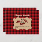 Lumberjack Little Hunter Boy Diaper Raffle Ticket Enclosure Card (Front/Back)