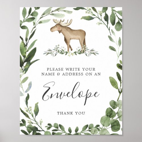 Lumberjack Moose Baby Shower Address Envelope Sign