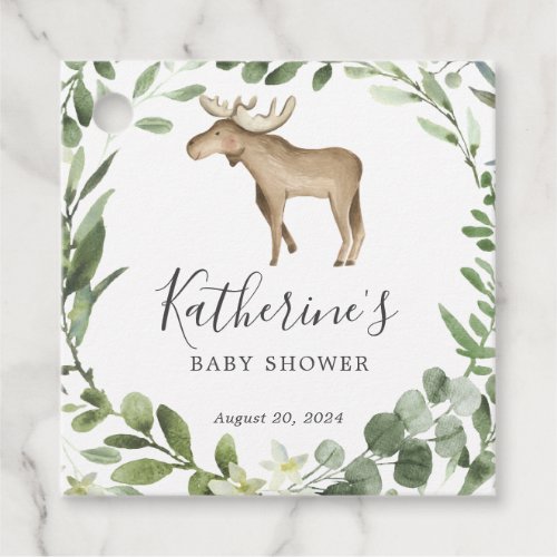 Lumberjack Moose Baby Shower Favor Tag