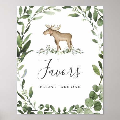 Lumberjack Moose Baby Shower Favors Sign