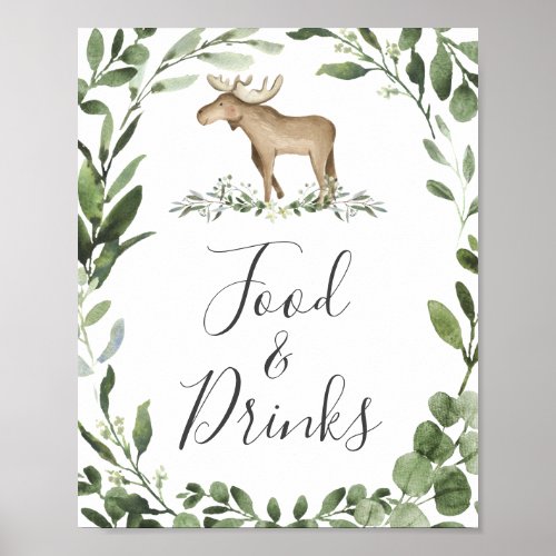 Lumberjack Moose Baby Shower Food and Drinks Sign