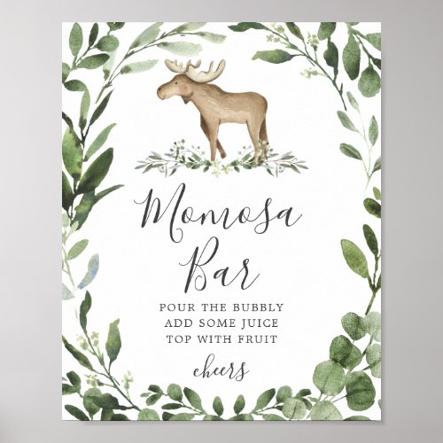 Lumberjack Moose Baby Shower Mimosa Bar Sign