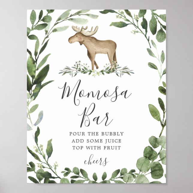 Lumberjack Moose Baby Shower Mimosa Bar Sign (Front)