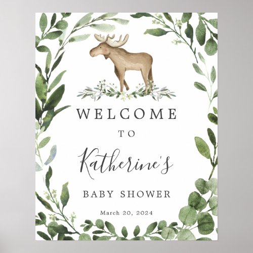 Lumberjack Moose Baby Shower Welcome Sign