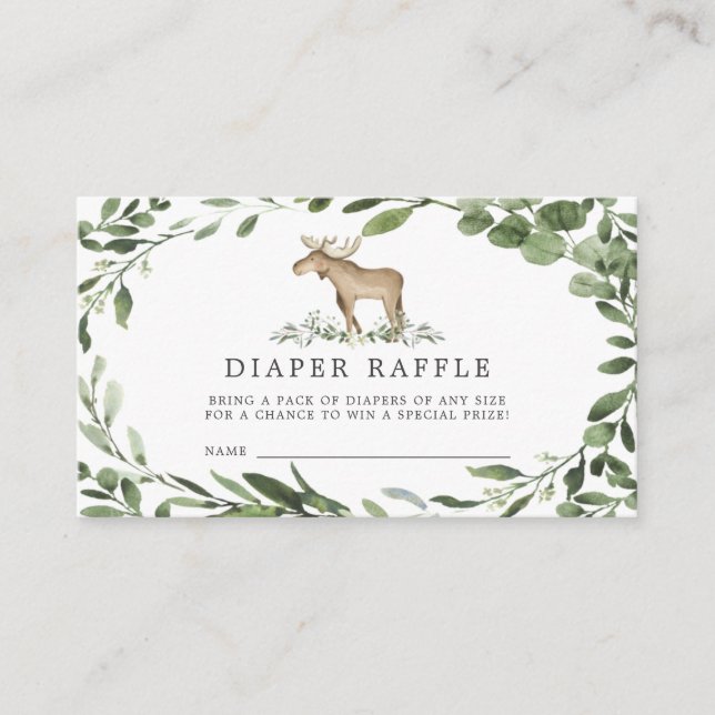 Lumberjack Moose Diaper Raffle Baby Shower Card (Front)