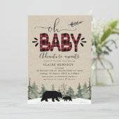 Lumberjack Oh Baby Flannel Baby Shower Invitation (Standing Front)