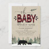 Lumberjack Oh Baby Flannel Baby Shower Invitation (Front)